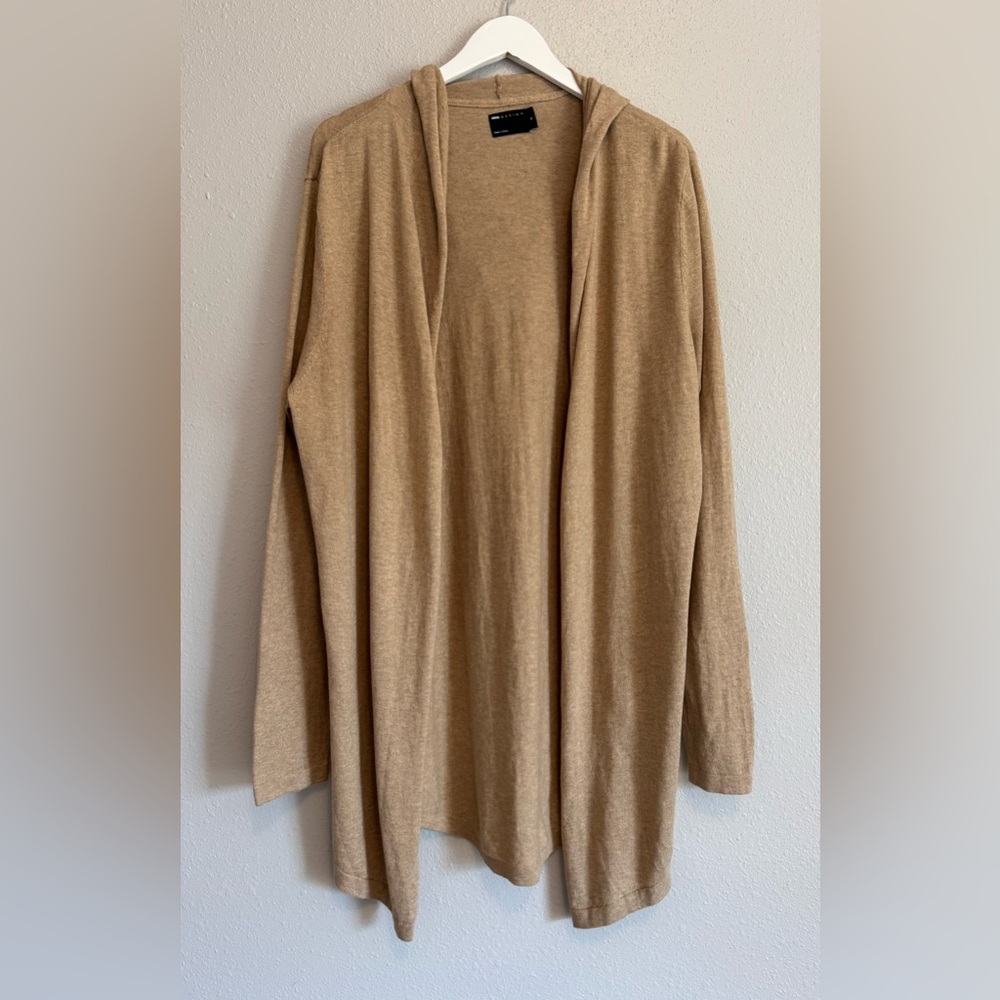 ASOS DESIGN Tan Knit Hooded Longline Cardigan - 100% Cotton Size XL